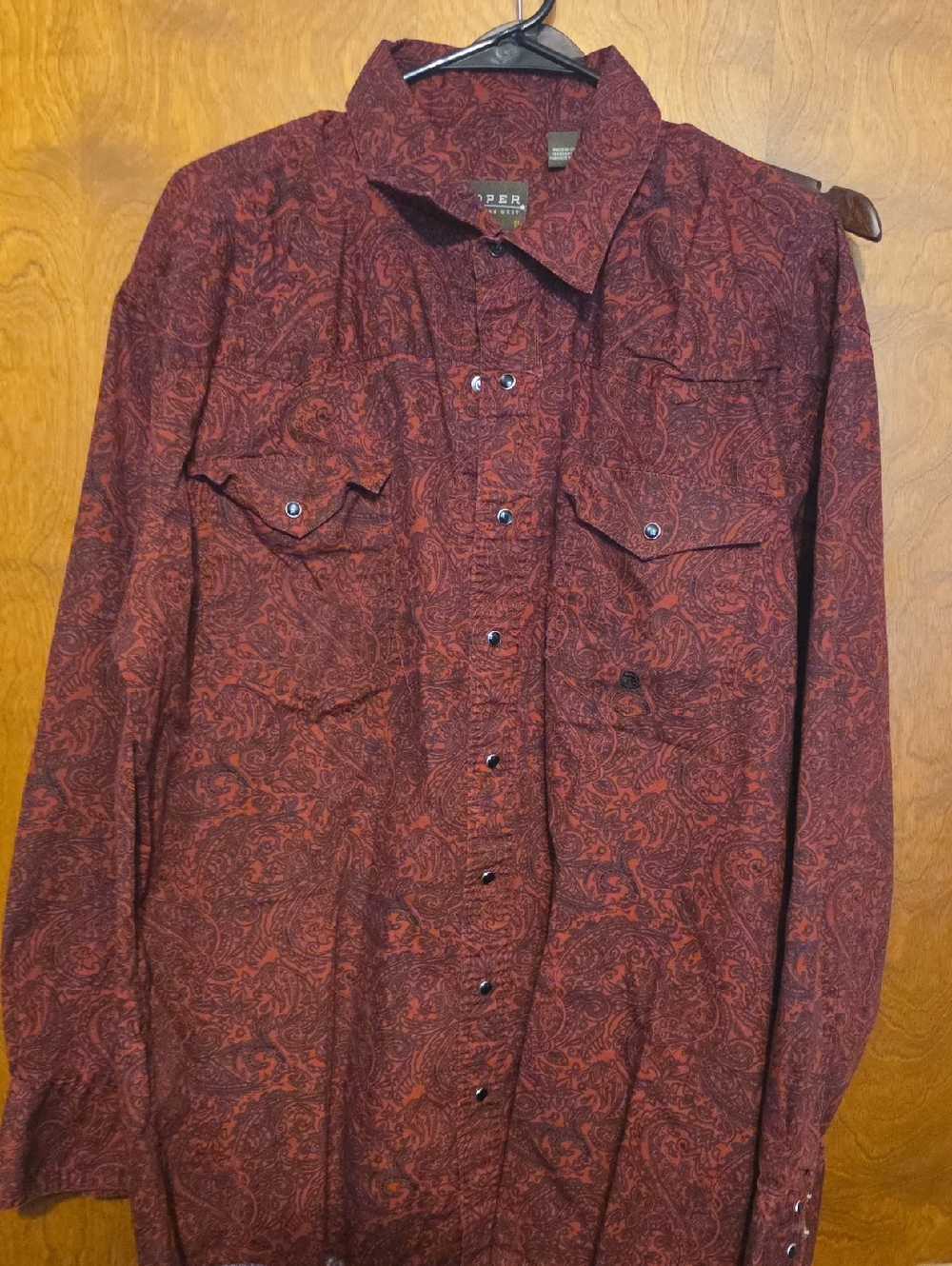 Roper Paisley Button-Up Shirt in Rust and Purple
